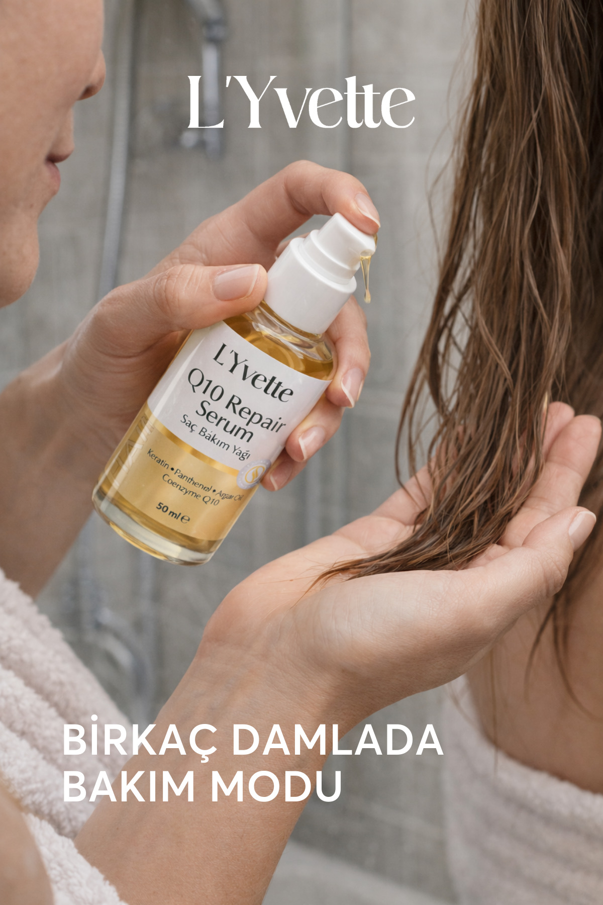 Yavaş Uzayan, Yıpranmış Saçlar için Q10, Keratin & Argan Yağı İçeren Yoğun Onarıcı ve Kolay Tarama Sağlayan Bitkisel Saç Bakım Serumu — Hızlı Saç Serumu — تصویر 5 از 5