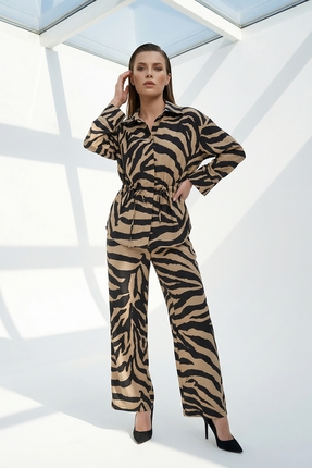 Miyasa Butik zebra desenli gömlek pantolon takım