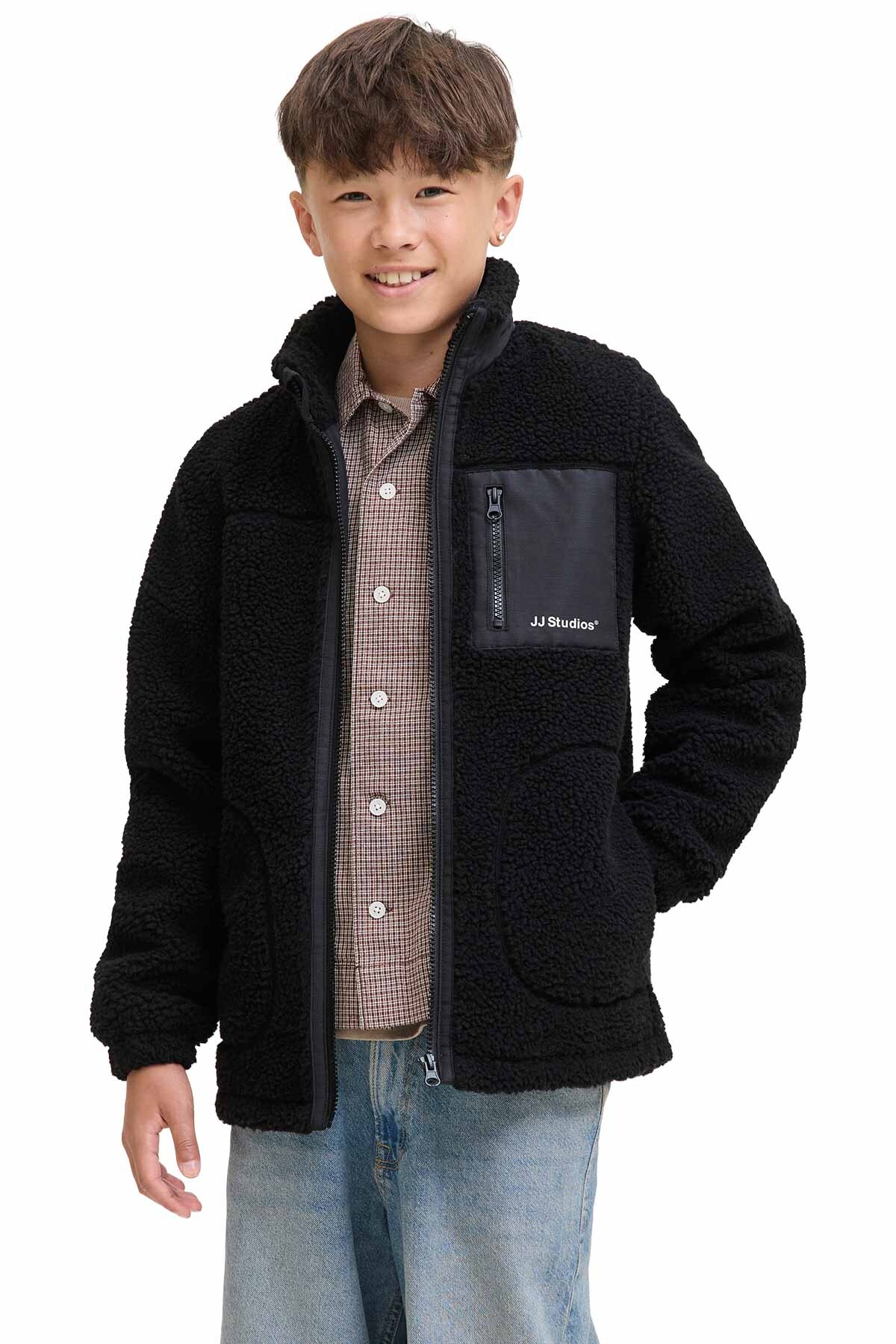 ژاکت پسرانه مشکی JJESOHO TEDDY SN J جک اند جونز کت Jack & Jones