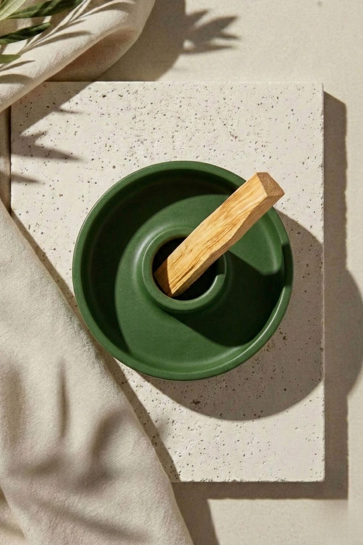 Palo Santo Concrete Incense Holder Green Handmade