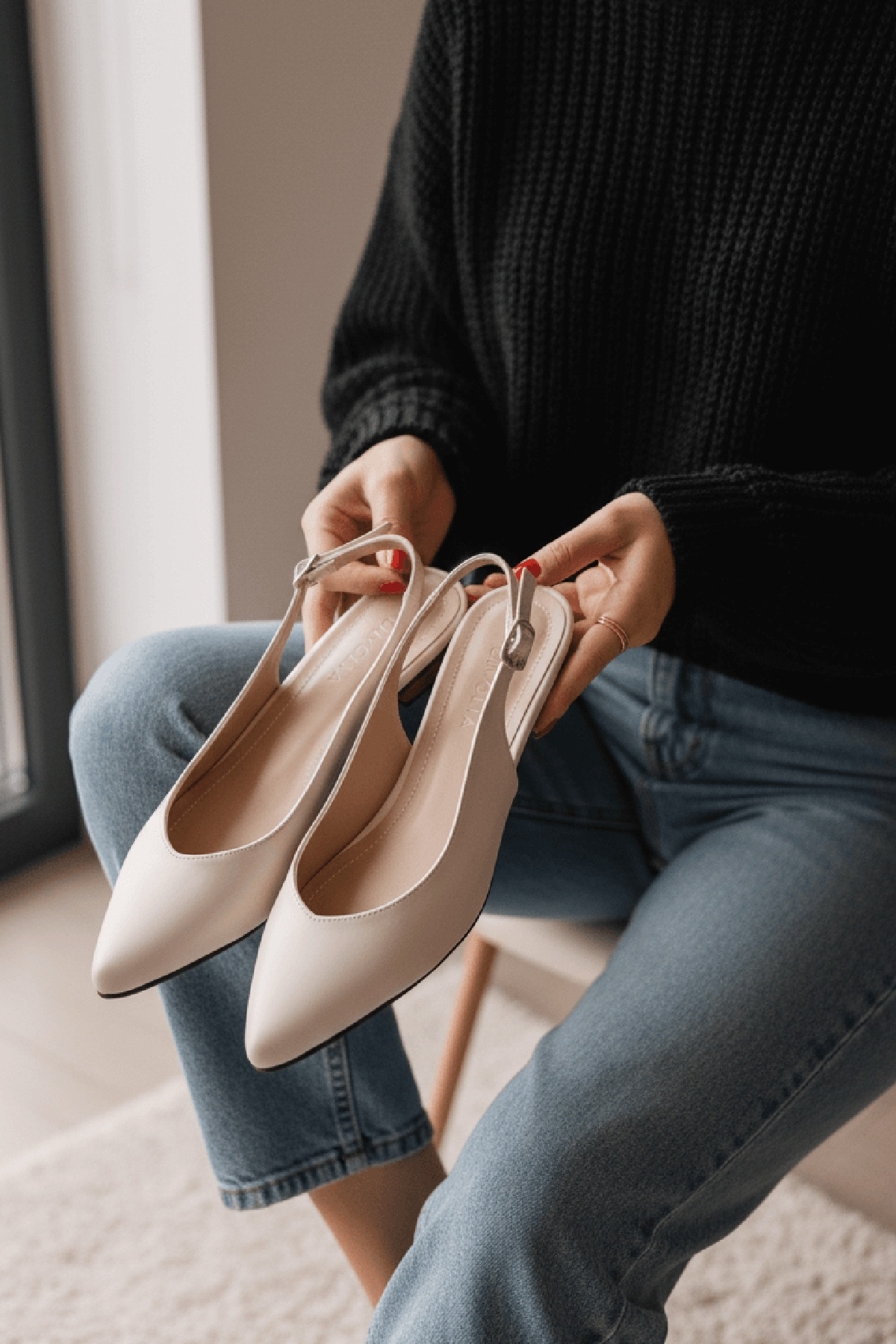 DİVOLYA  Luke Bej (2 cm Topuklu) Sivri Burun Günlük Kullanım Babet - Görsel 5