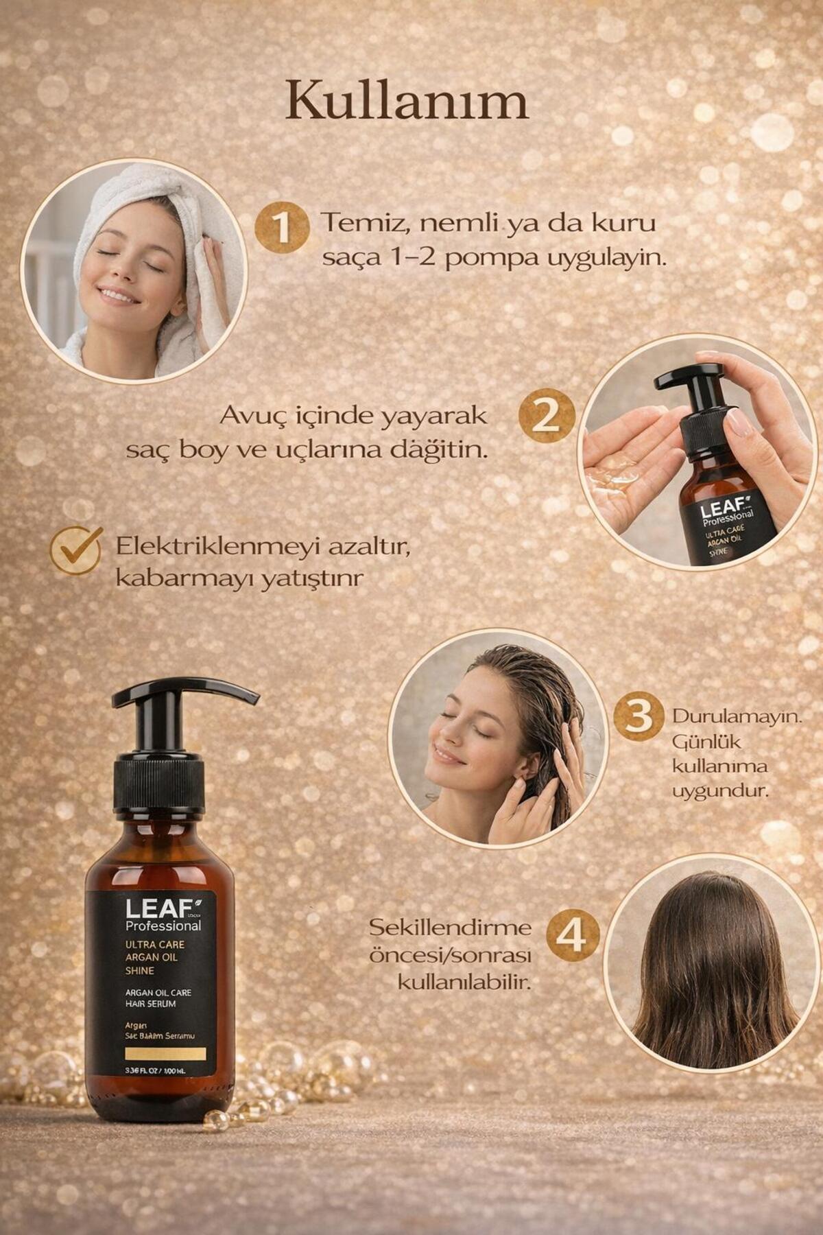 Professional Argan Saç Bakım Serumu 100ml — LF18 — تصویر 3 از 5