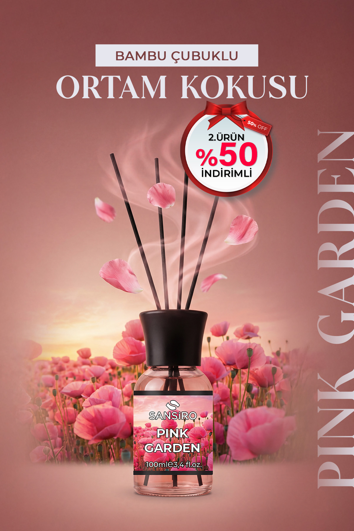 Sansiro Pink Garden 100ml Bambu Çubuklu Ortam Kokusu - Fiyatı