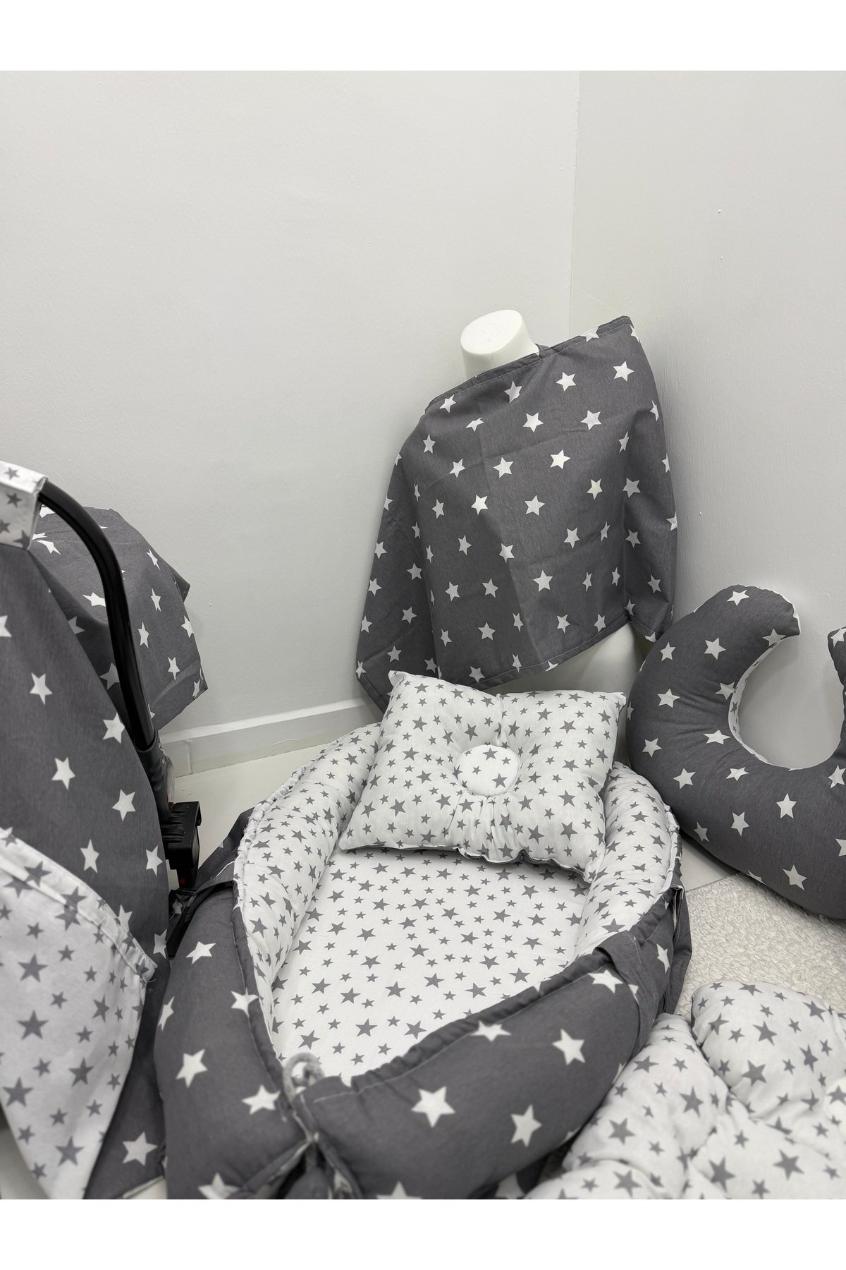 Balamira Gri Beyaz Yıldız 13 Lü Babynest Seti fotoğrafı 3 (önizleme)