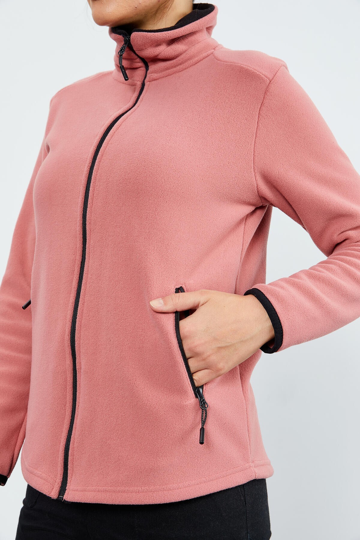سویشرت زنانه یابان گولی با یقه ایستاده و زیپ، فرم راحت، پلی استر - 97173