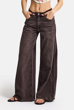 it's basic Kadın Taşlanmış Kahve Renk 4w5-16 Palazzo Fit %100 Koton İç Boy 80...