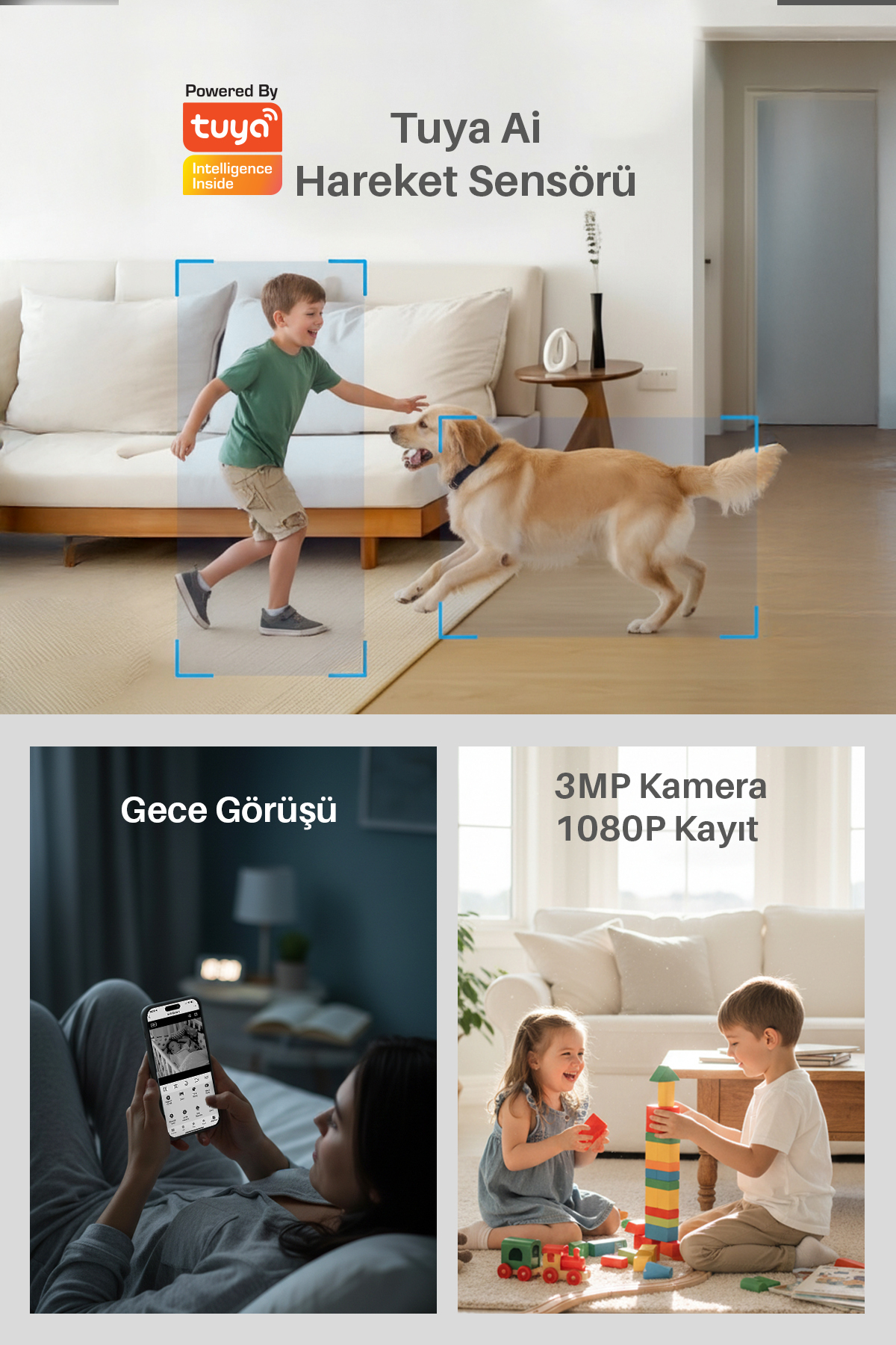 Piranha Ip Bebek Kamerası Gece Görüşlü HD 1080P | Hareket Sensörlü | Bebek Telsizi | Wifi & Tuya Smart fotoğrafı 6 (önizleme)