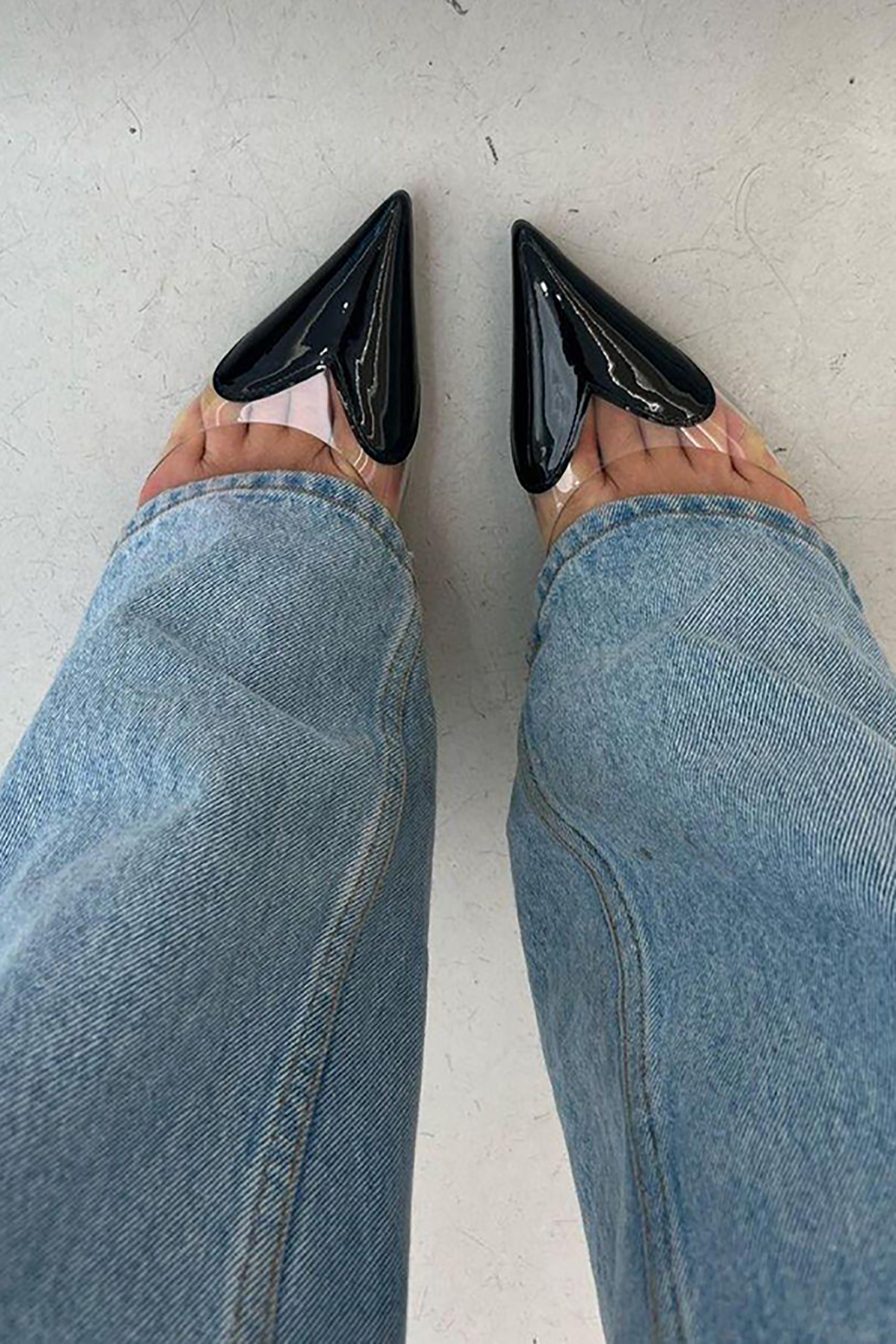 TrendyAnka  Lady Siyah Rugan Şeffaf Kalp Model 8 Cm Sivri Burunlu İnce Topuklu Kalpli Ayakkabı Stiletto - Görsel 4