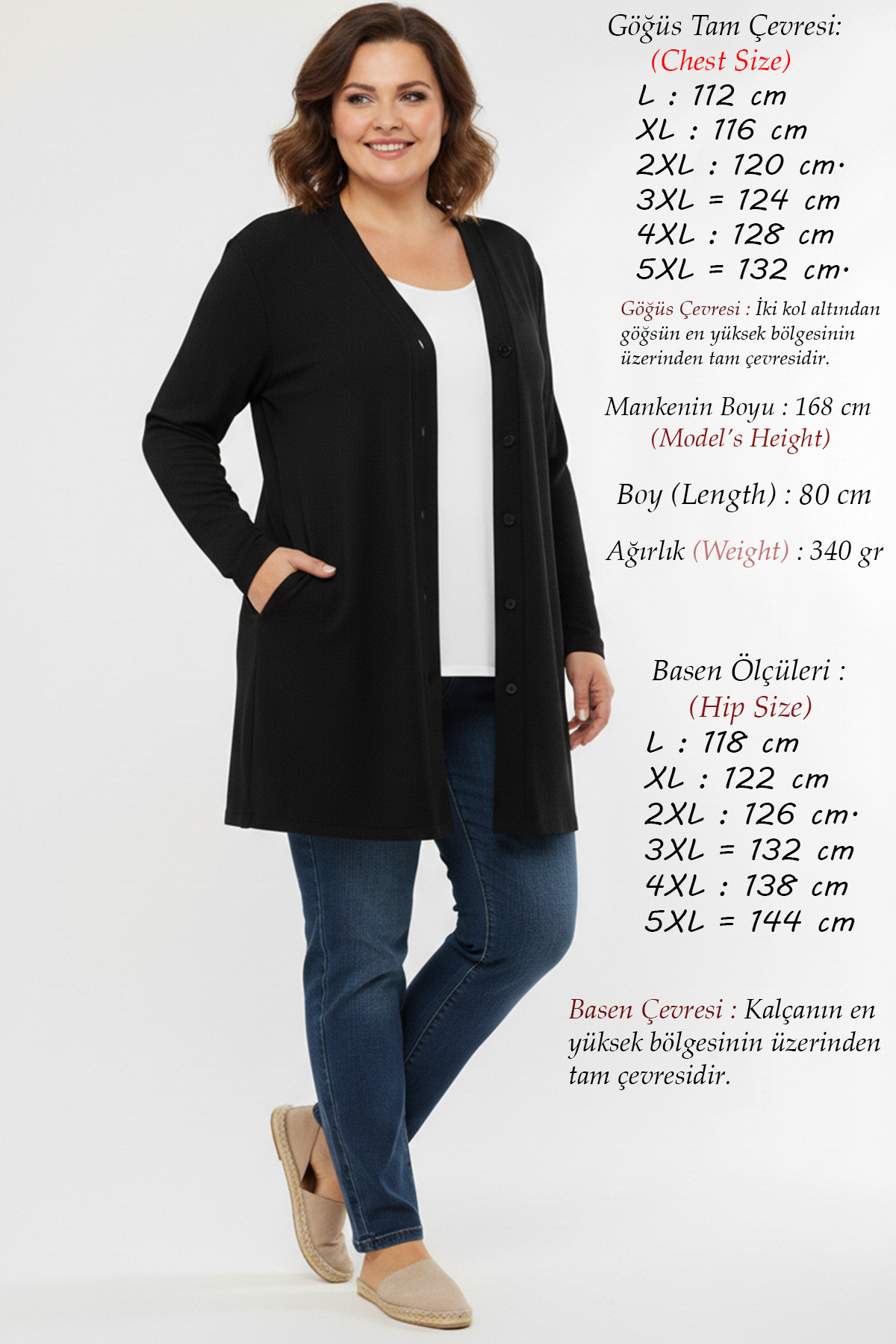 Laden  Büyük Beden Kadın Baharlık Yazlık Kadın Nefes Alan Bürümcük Örme Kumaş Anne Klasik Siyah Hırka