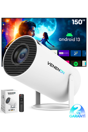 Venenon Taşınabilir Akıllı Sinema Projeksiyon Cihazı Projektör Ekran Yansıtma...