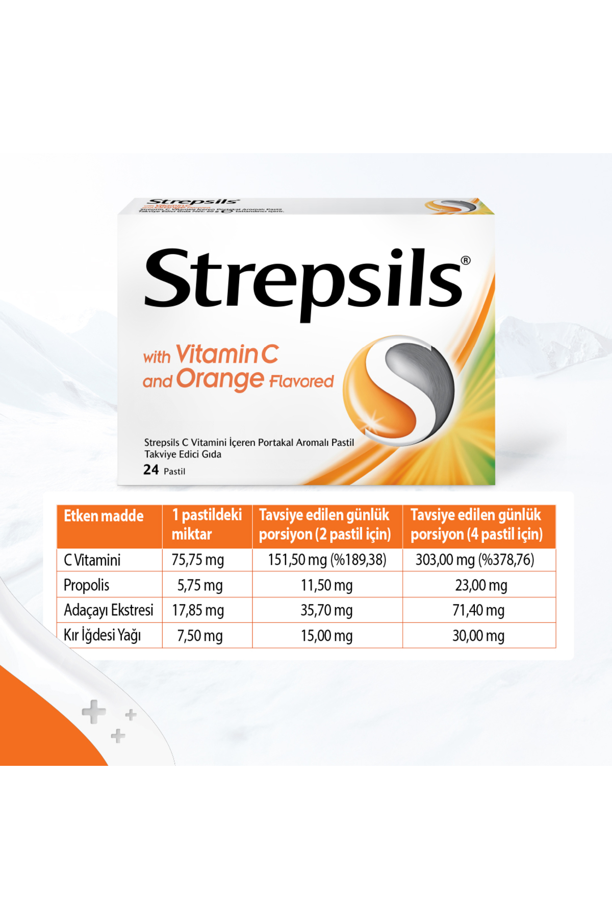Strepsils Vitamin C Orange 24 Pastil | Portakal Aromalı