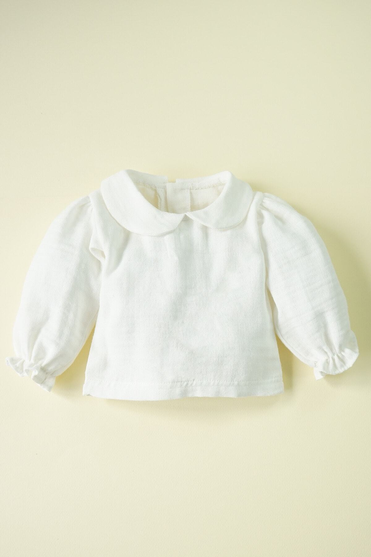 ipek atlas Kız Bebek Ve Çocuk Bebe Yaka Uzun Kollu Fırfırlı Müslin Gömlek fotoğrafı 2 (önizleme)