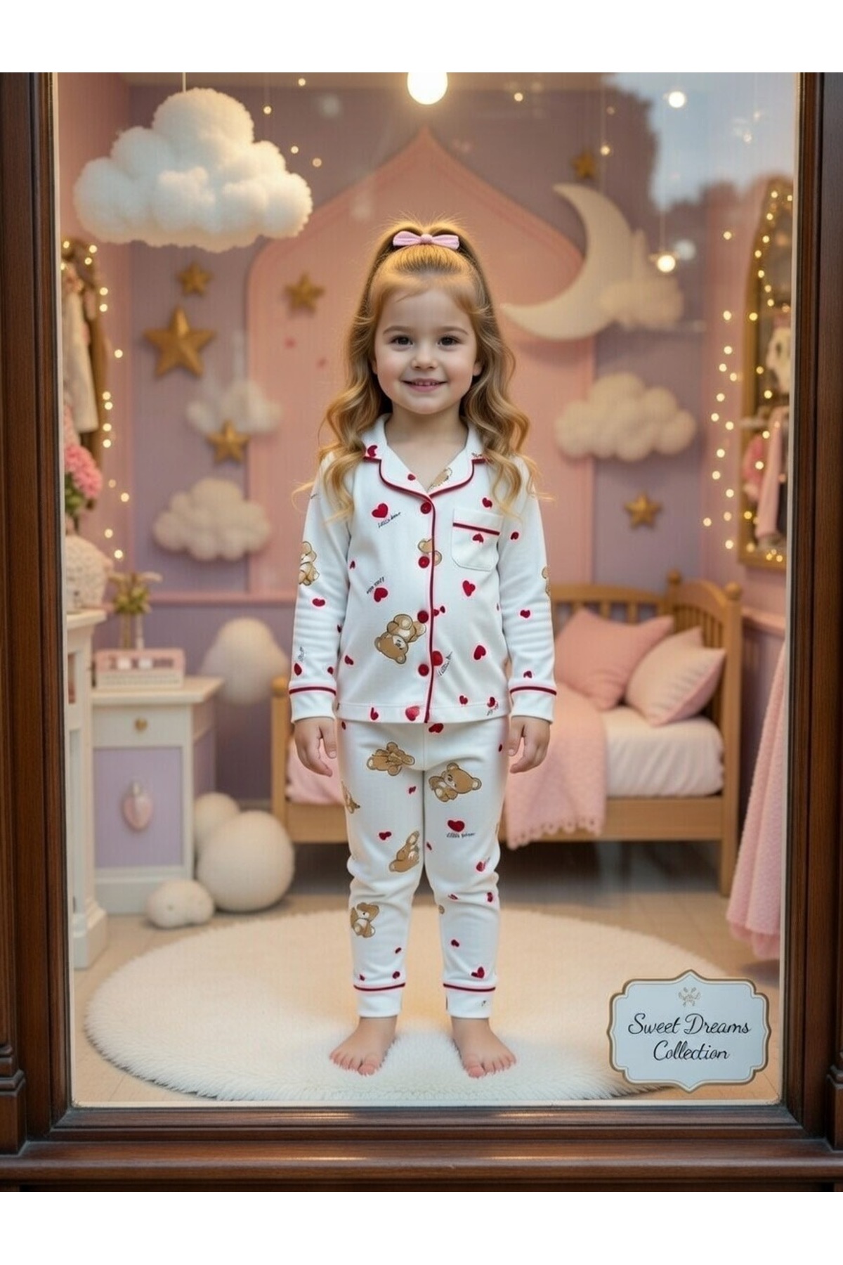 ERAY BEBE AYI KALP MOTİVLİ ÇOCUK PİJAMA TAKIMI fotoğrafı 2 (önizleme)