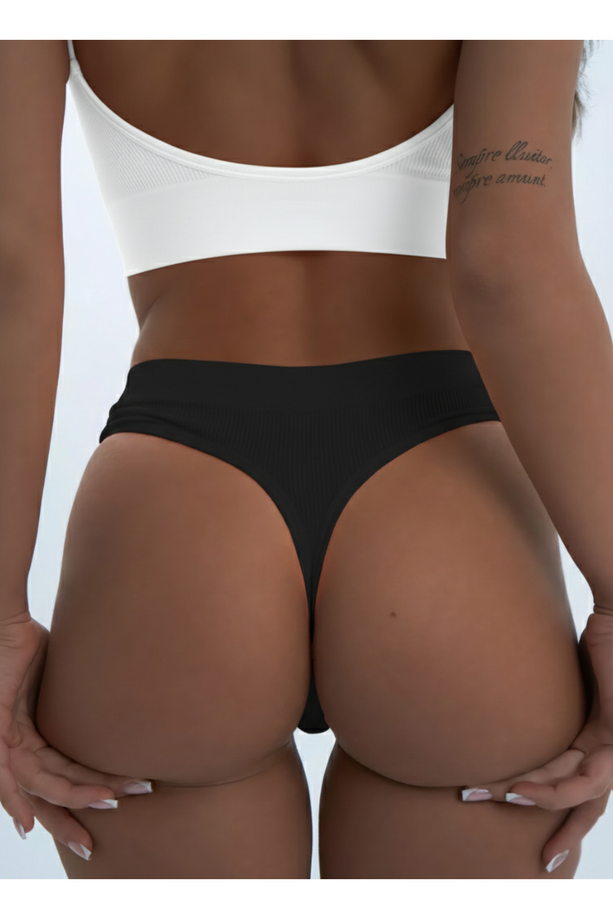 MİSTİRİK Paulo Model Yumuşak Kumaşlı Tanga Model Fitilli Spor Külot Siyah Renk görsel 3