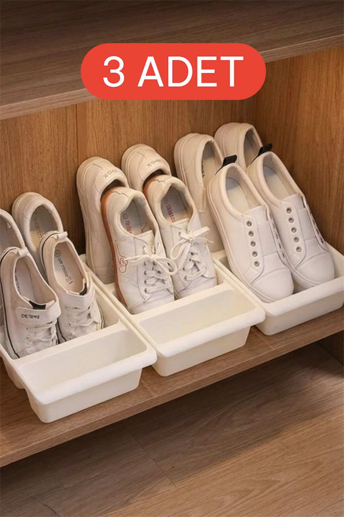 3 Pieces Roman Shoe Ramp Slipper Organizer 3 Compartment Box Vertical Ramp Compartment Shoe Rack