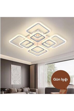 KRAYDINLATMA Ares 4+4 Beyaz Plafonyer Lüks Modern 8'Lİ Günışığı Ledli Avize