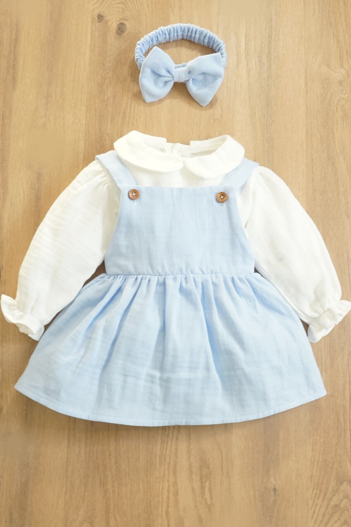 ipek atlas Kız Bebek Ve Çocuk Elbisesi Müslin Kumaş Üçlü Takım fotoğrafı 2 (önizleme)