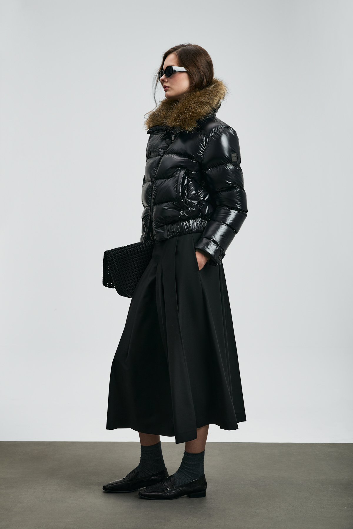 Lufian  Daısy Kaz Tüyü Kadın Mont Siyah - Görsel 5