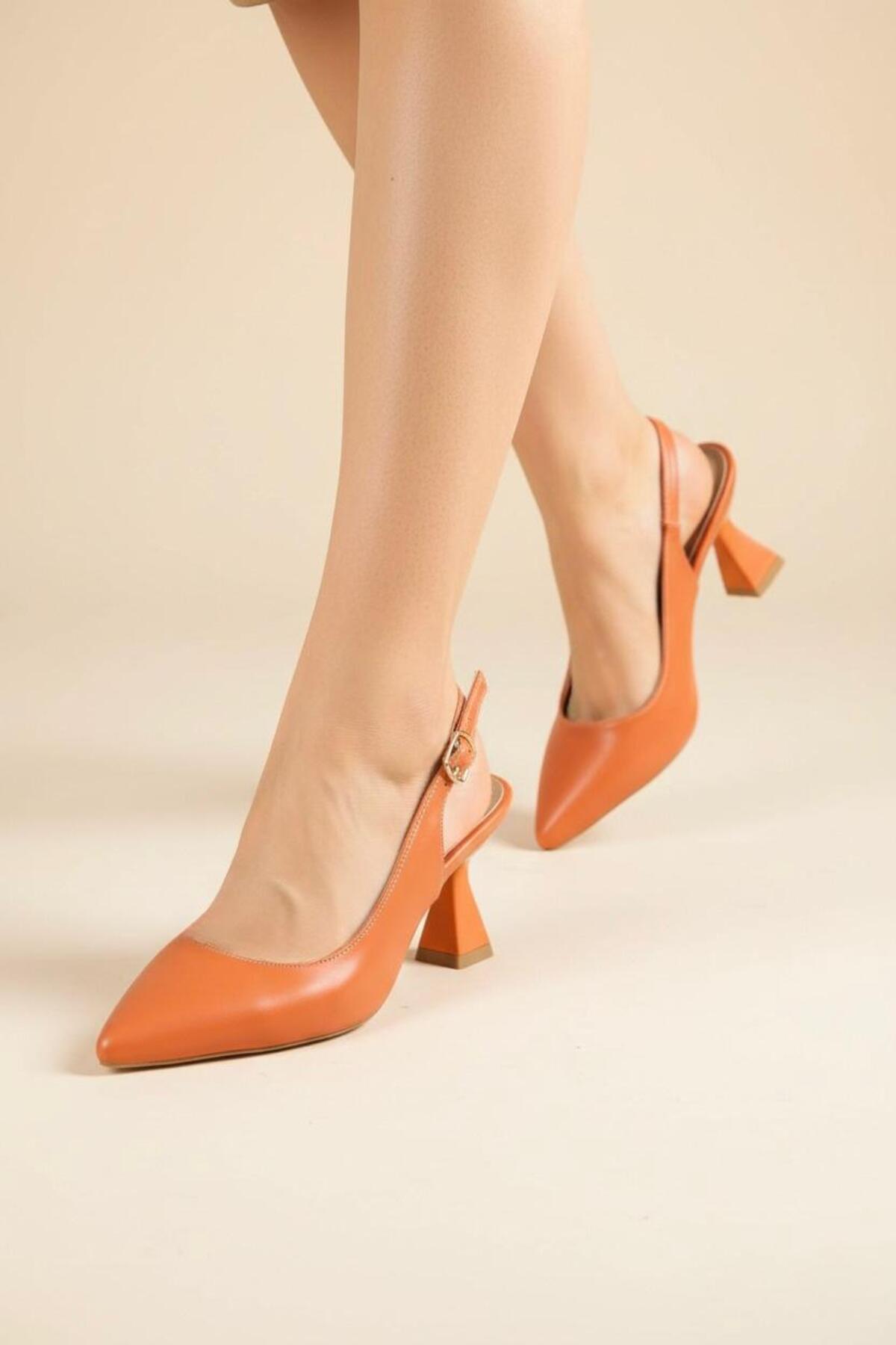 marinarosse  Kadin Harmony Turuncu Topuklu Ayakkabı Topuk - Görsel 5