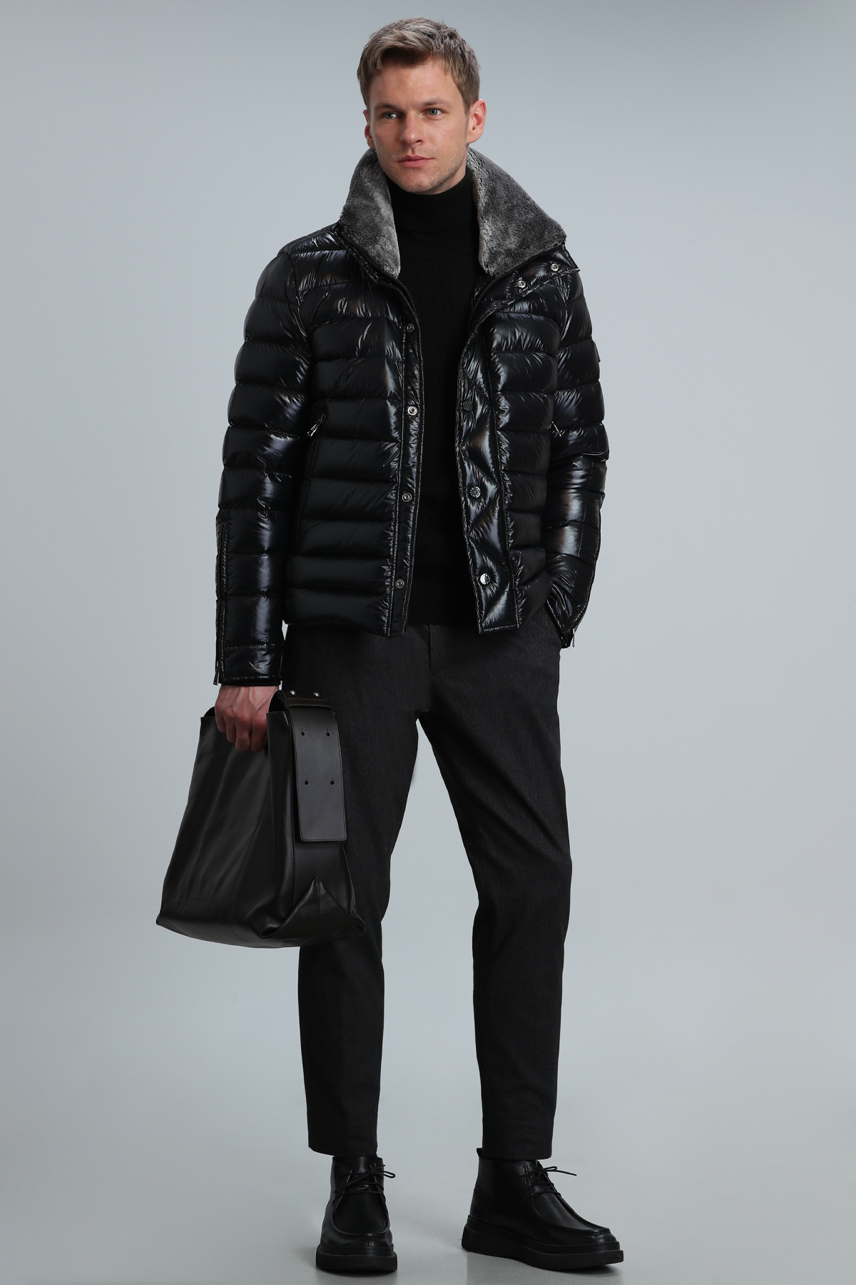 Lufian  Jack Kaz Tüyü Erkek Mont Siyah - Görsel 4