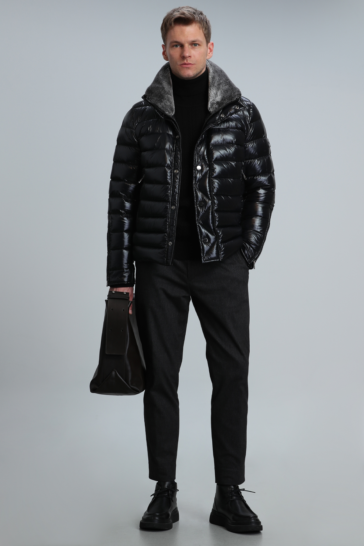 Lufian  Jack Kaz Tüyü Erkek Mont Siyah - Görsel 2