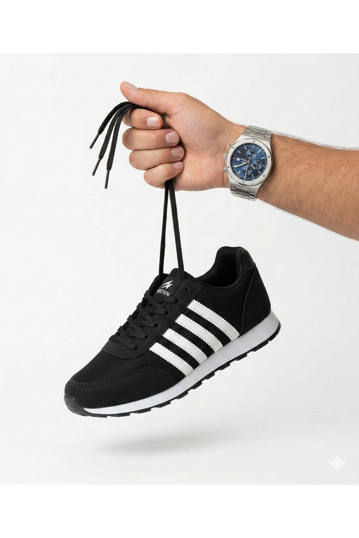 Rona Gifts  Erkek Siyah Beyaz Günlük Rahat Taban Yumuşak Hafif Esnek Yürüyüş Sneaker Bağcıklı Spor Ayakkabı - Görsel 2