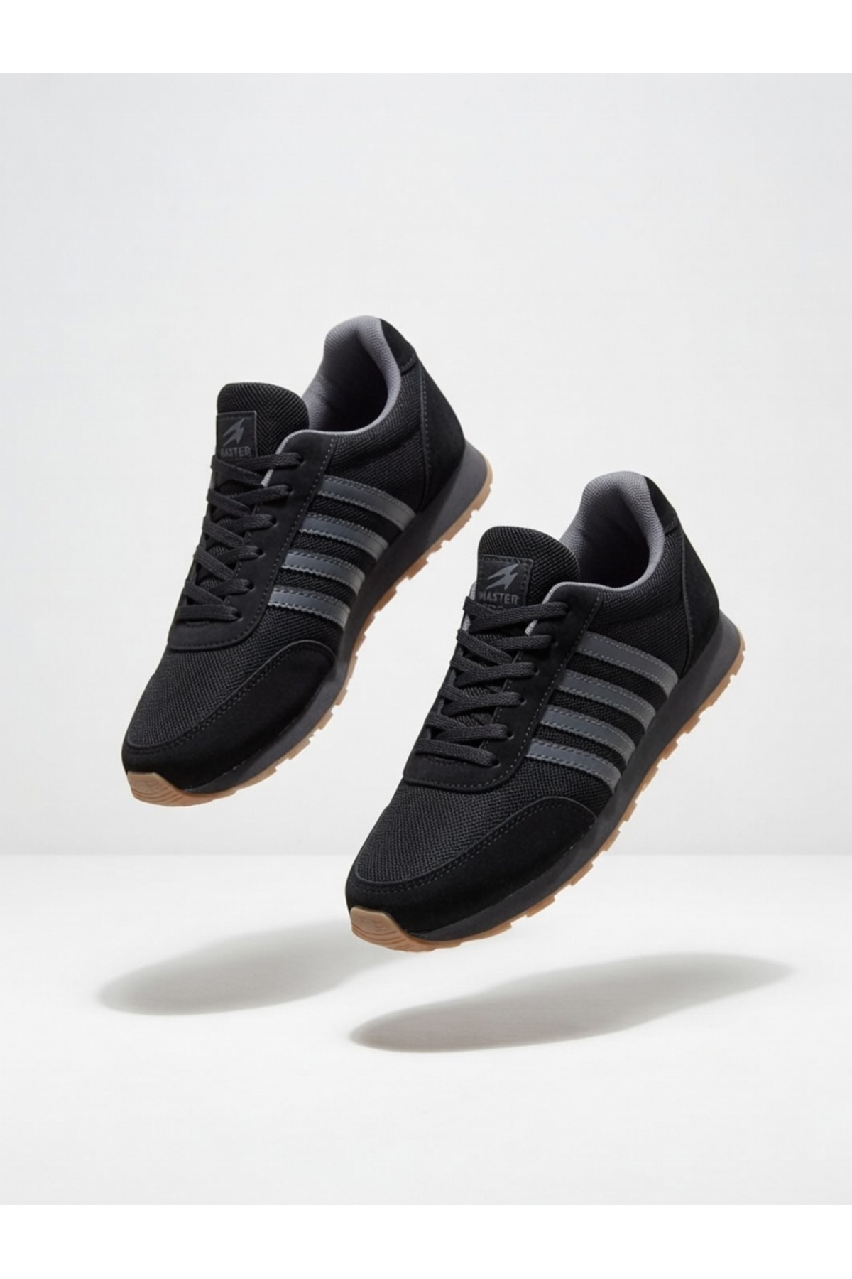 Rona Gifts  Erkek Siyah Günlük Rahat Taban Yumuşak Hafif Esnek Yürüyüş Sneaker Bağcıklı Spor Ayakkabı