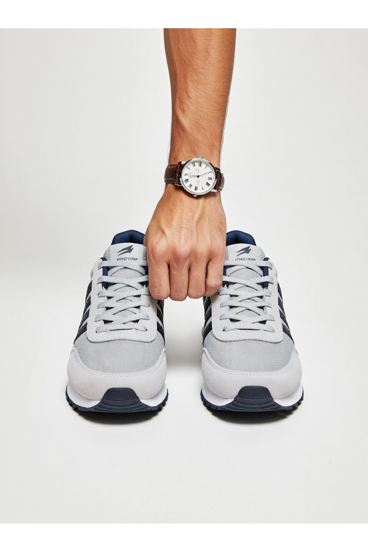 Rona Gifts  Erkek Gri Günlük Rahat Taban Yumuşak Hafif Esnek Yürüyüş Sneaker Bağcıklı Spor Ayakkabı - Görsel 2