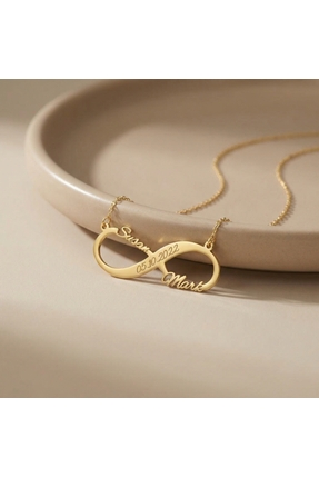 Soleildor 925 ayar Orijinal Gümüş Kişiye Özel 2 İsimli Sonsuzluk Gümüş Kolye
