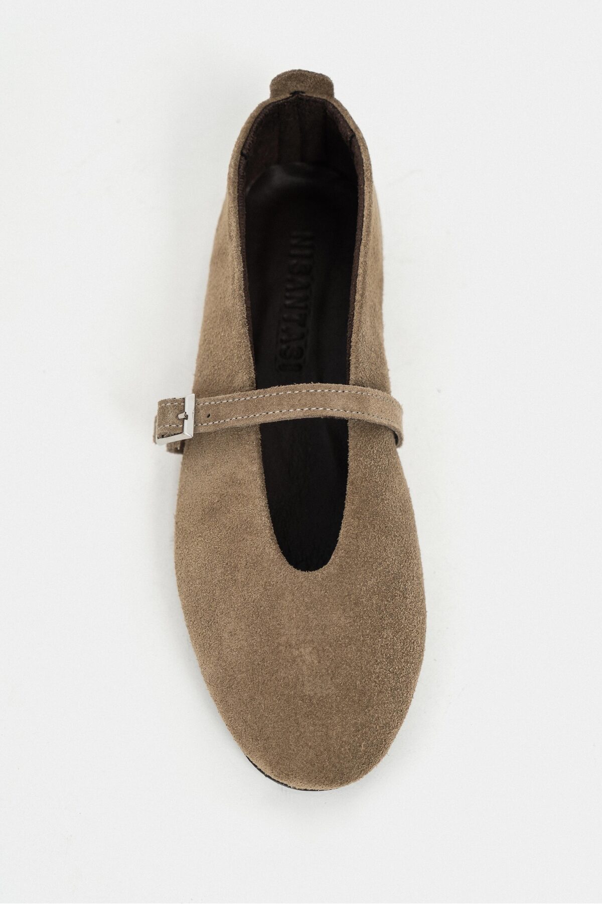 NİŞANTAŞI SHOES  Mera Rome Bej Süet Toka Detay Hakiki Deri Toka Detay Düz Taban Kadın Babet - Görsel 5