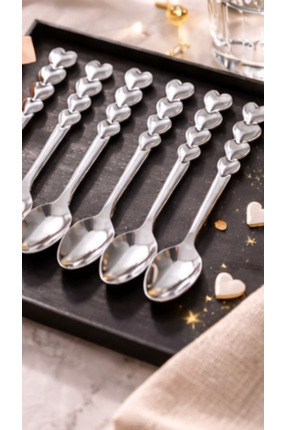 abanasa abanasa Naz Home 6’lı Kalp Desenli Çay Kaşığı Seti