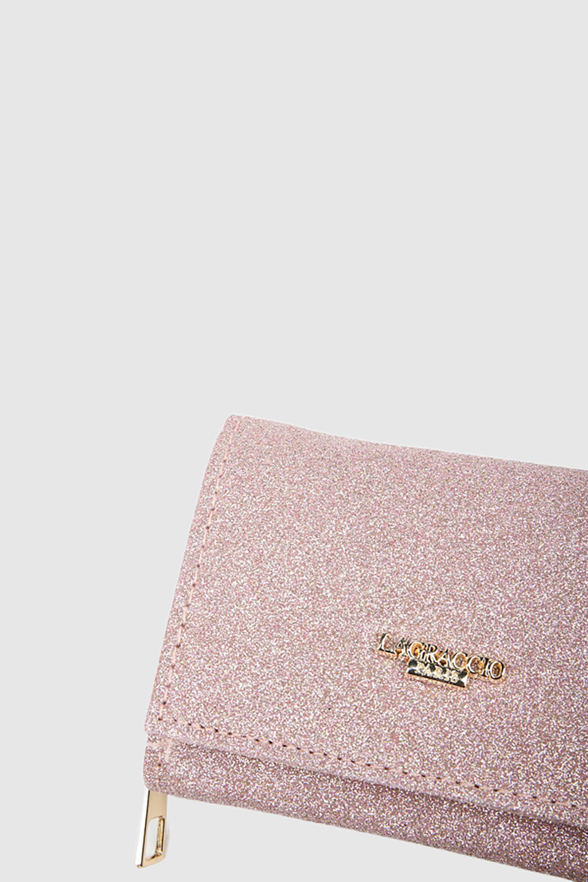 La La'Graccio Paris  La'Graccio Paris Kadın Simli Cüzdan Pudra Simli - Görsel 6
