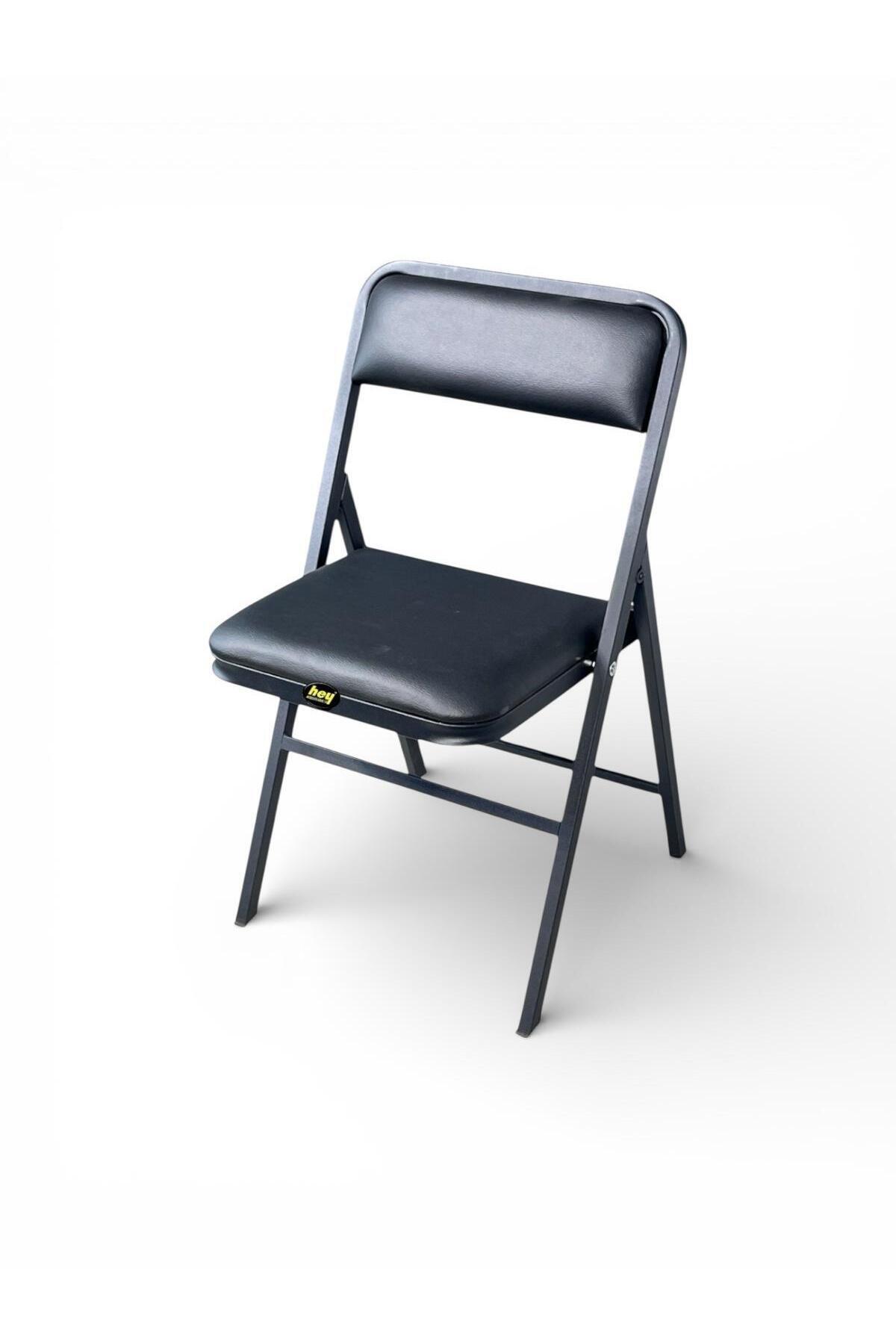 Folding Camping Chair Picnic Chair Black Leather - Single