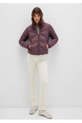 Mavi Su İtici Dik Yaka Mor Şişme Mont 110698-70260