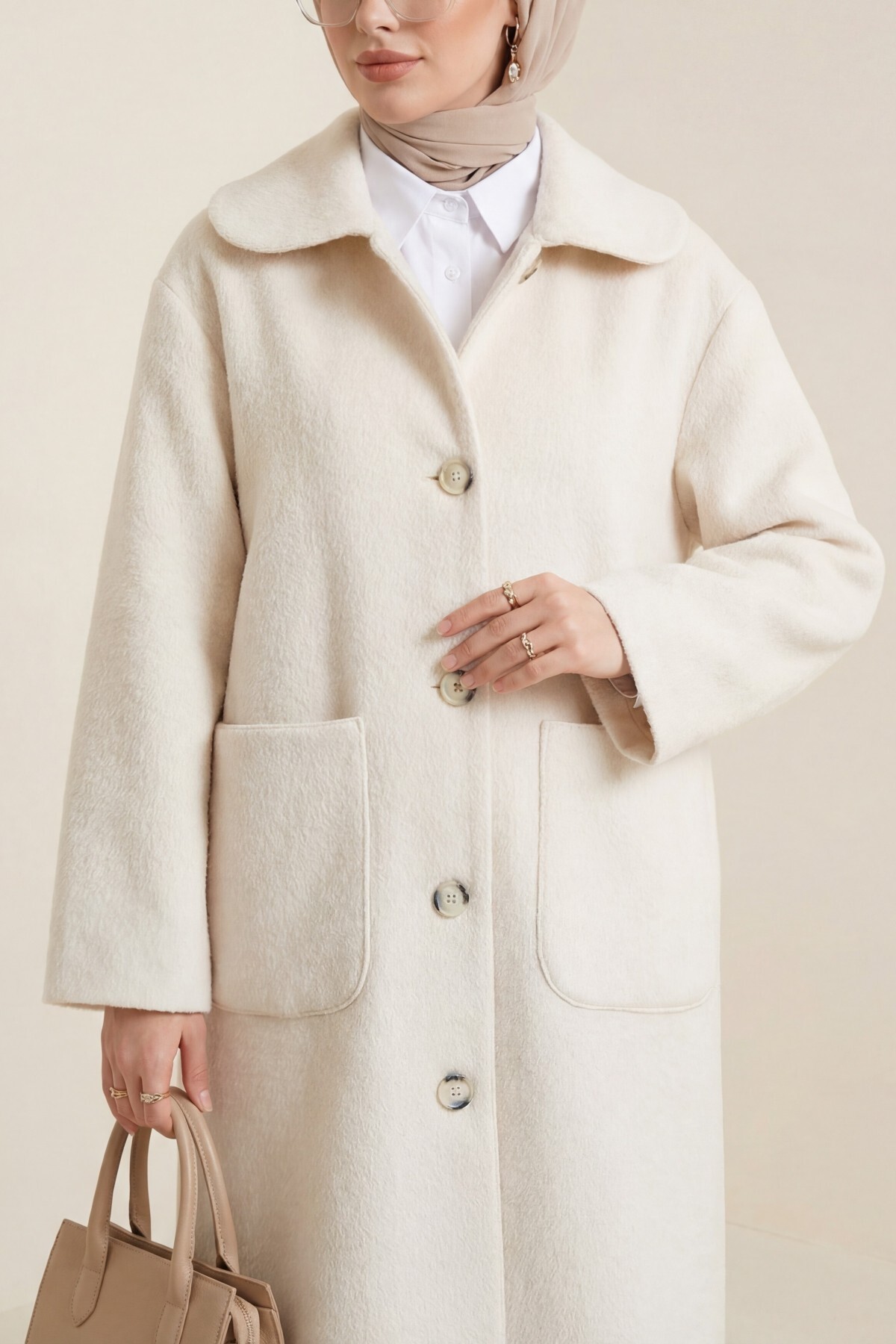 HİJABAYA  Boydan Düğmeli Cepli Kaban - Görsel 2