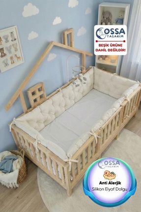 Genel Markalar Montessori Yatak ve Beşik İçin 4 Kenar Koruma Seti Ekru Renk