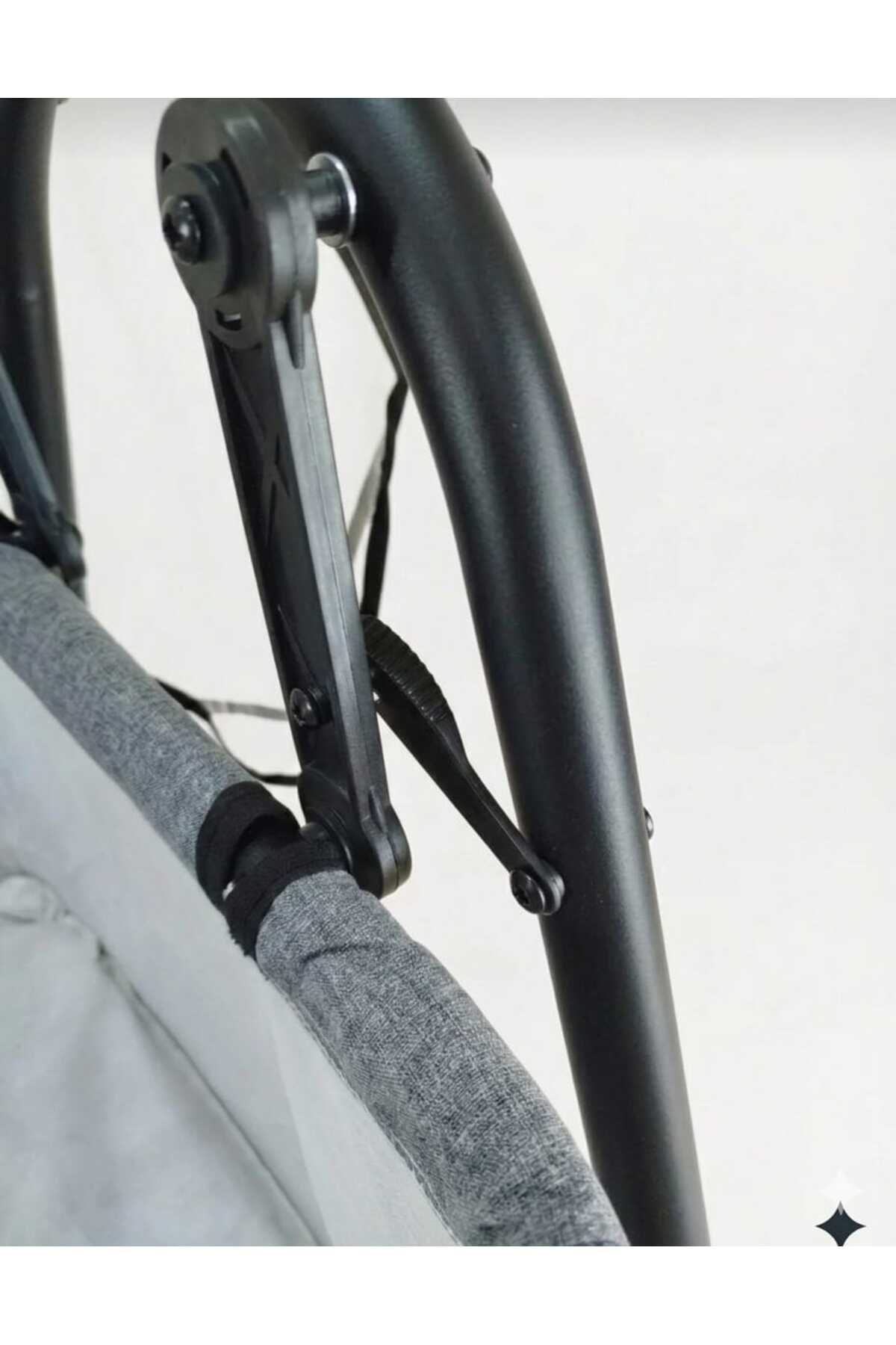 Bebelovv Keten Kumaş Profil Sallanabilir Portatif Anne Yanı Cibinlikli Siyah Hamak Sepet Diamond Beşik fotoğrafı 4 (önizleme)