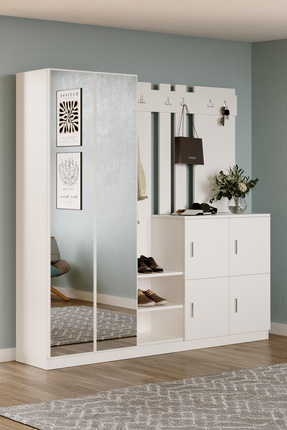 Yurudesign Gibson Vestiyer Portmanto Ayakkabılık Beyaz Dd9-w