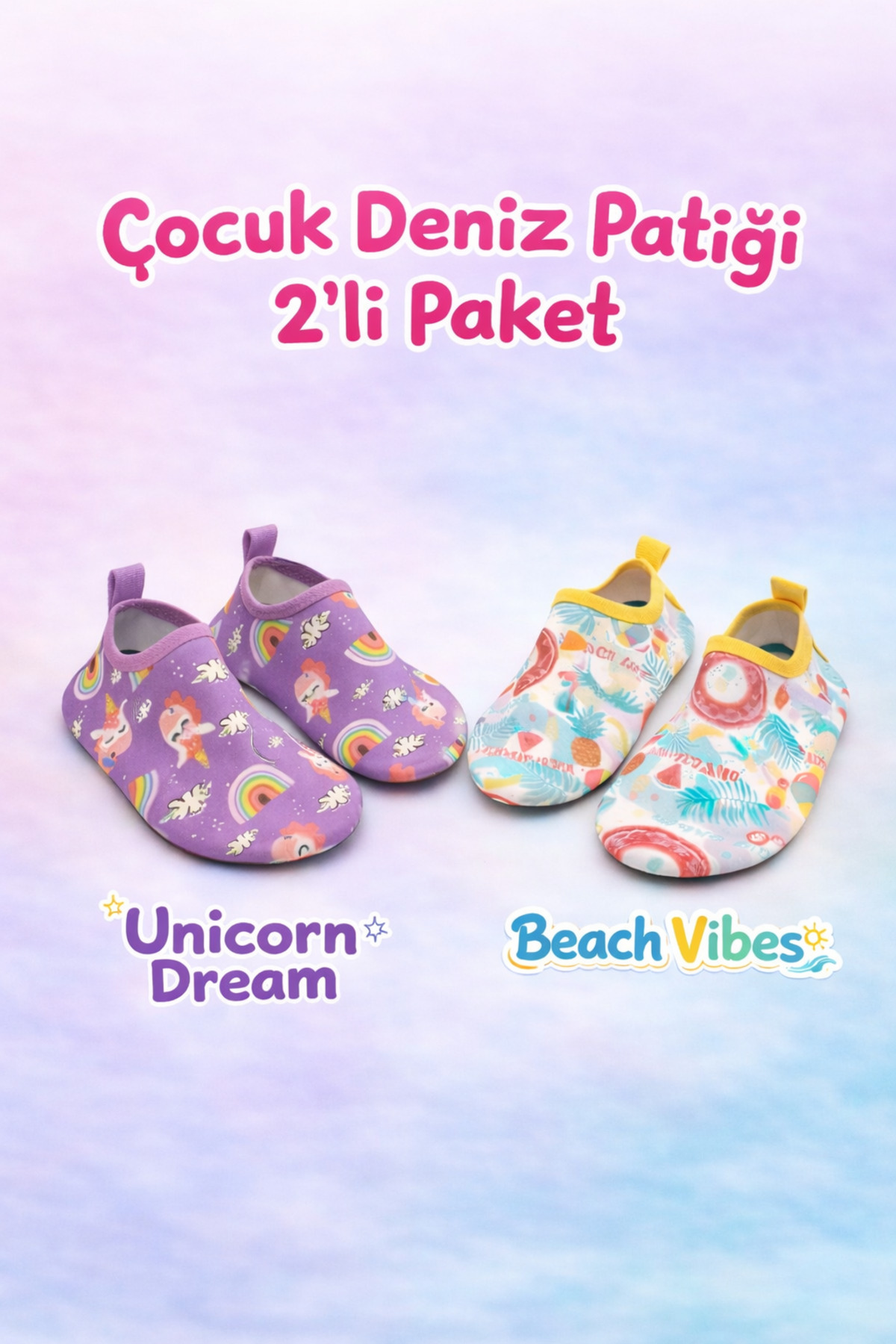 Aqua Step 2pcs Baby Girl Anti-Slip Sea Pool Booties / Shoes