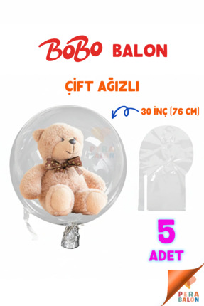 Blur Home BOBO Balon Çift Ağızlı 30 İnç (76 cm) Dev Şeffaf Esnek (5'li Paket)...