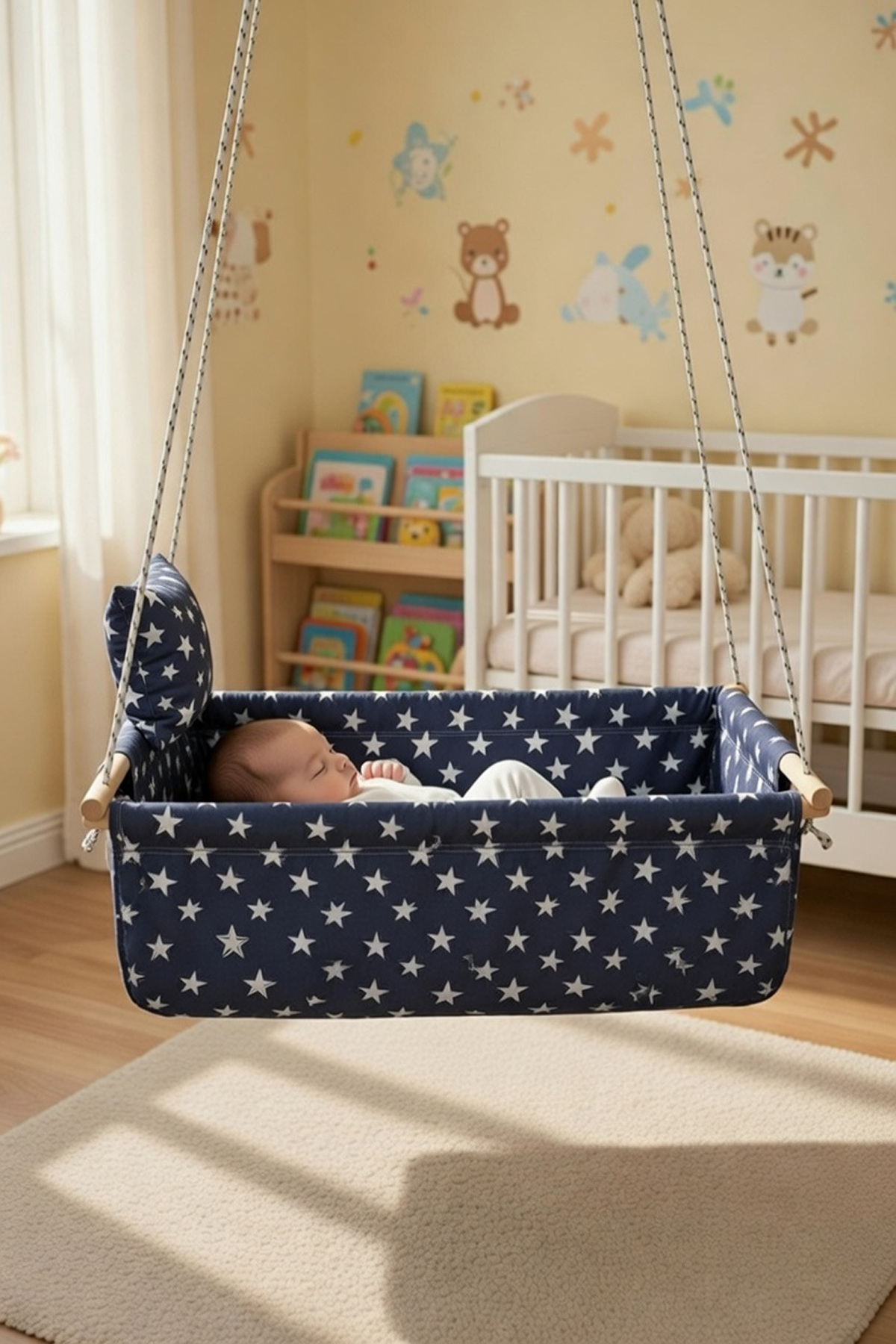 Bundeba Bebek Çocuk Çingene Beşiği LACİVERT YILDIZLI fotoğrafı 2 (önizleme)