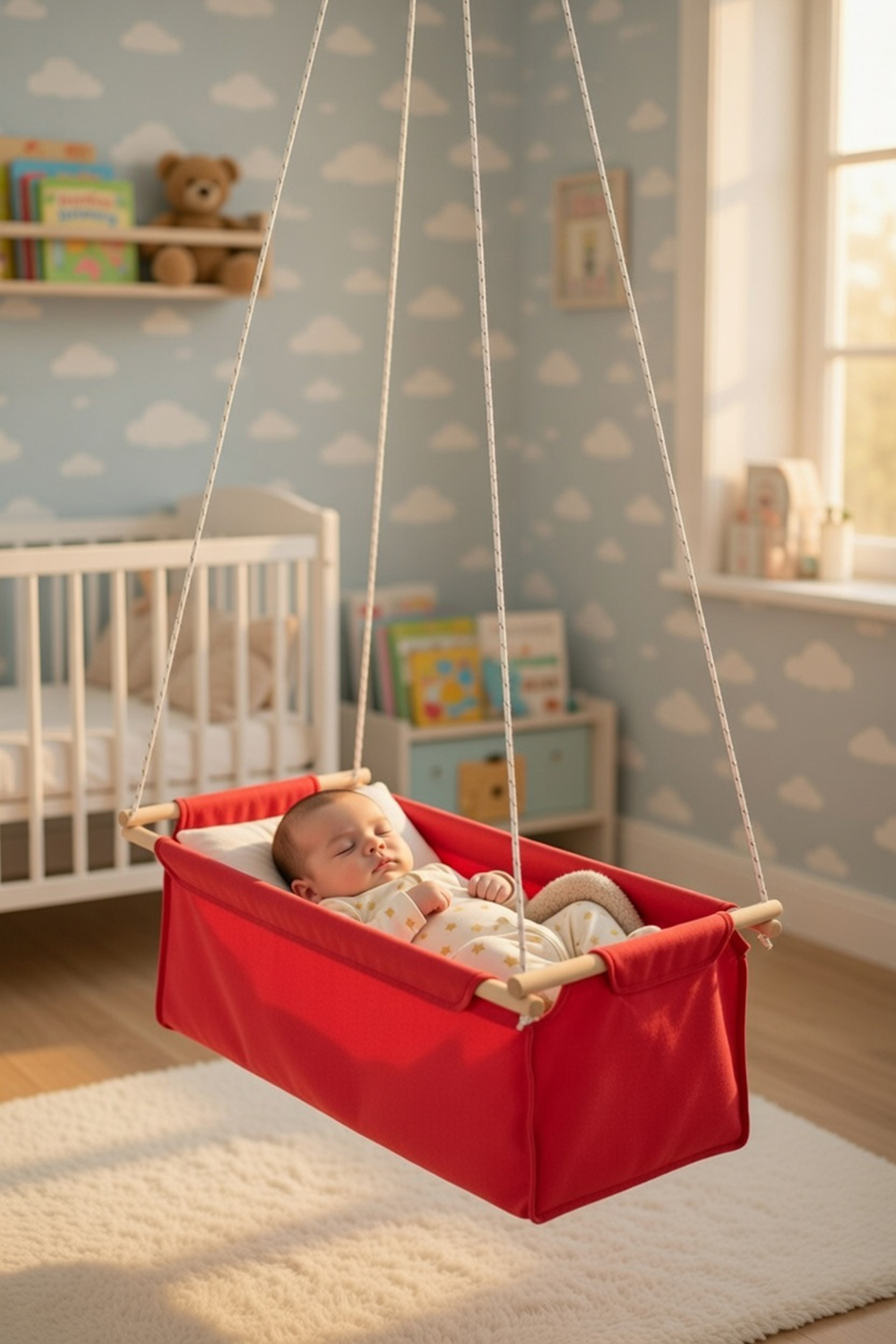 Bundeba Sally Kırmızı Salıncak Bebek Çocuk Salıncağı Hamak Beşik Bebek Hamağı Çingene Beşiği Salıncağı fotoğrafı 2 (önizleme)