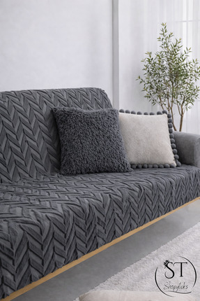 Shopyteks Kaymaz Welsoft Koltuk Örtüsü 170x210 Antrasit Evcil Hayvan Dostu Ka...