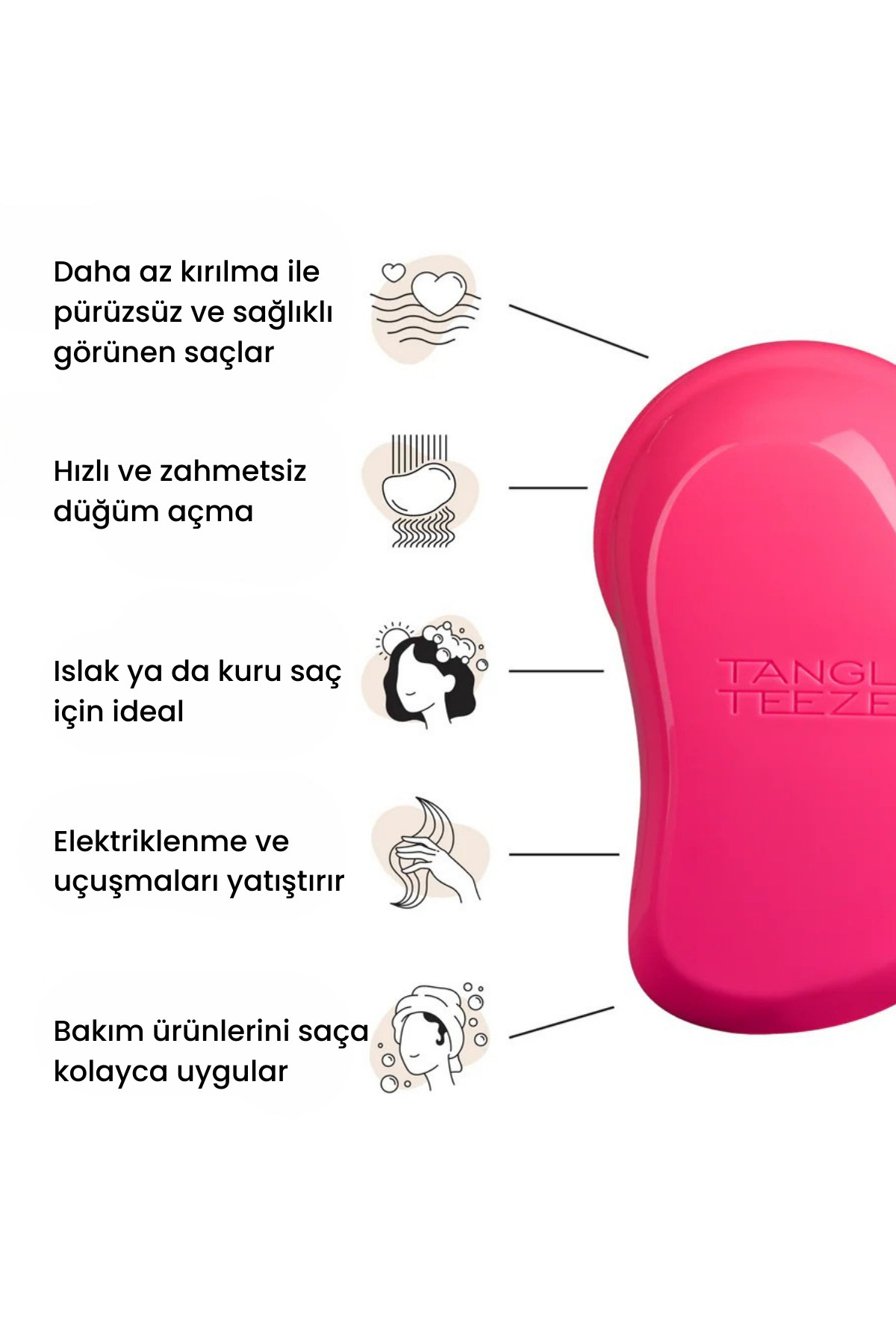 Original Pink Fizz Düz-Kıvırcık Saçlar için Saç Fırçası-Tarak — صورتی 5060173370008 — تصویر 2 از 6