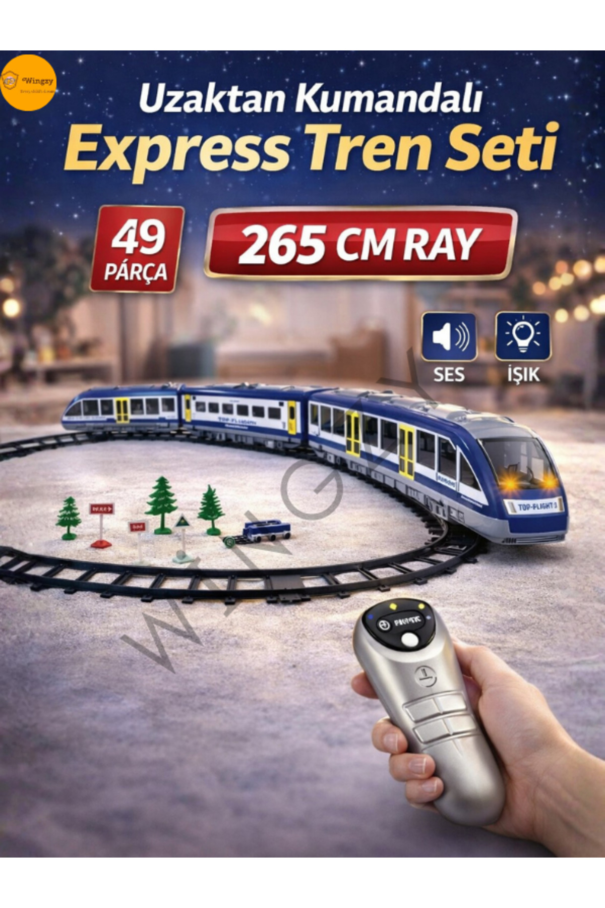 Uzaktan Kumandalı 49 Parça Işıklı 265 cm Express Tren Seti