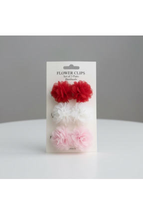 BTRENDY Kız çocuk çiçekli renkli 2’li pens toka set,3 çift 6 adet