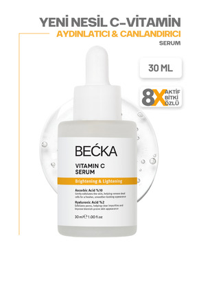 BECKA %10 C Vitamini Serum - Aydınlatıcı Leke Karşıtı Hyalüronik Asitli 30 ml
