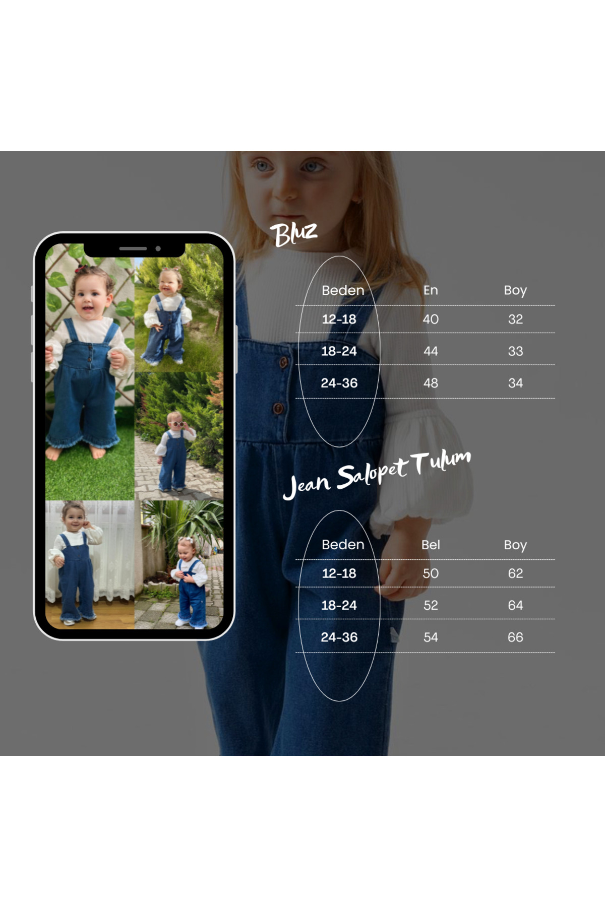 Jammybaby Palazzo Jean Kot Salopet Tulum %100 Pamuk Likralı Ribana Balon Bluz Lüks Püsküllü Kız Bebek Takım fotoğrafı 7 (önizleme)