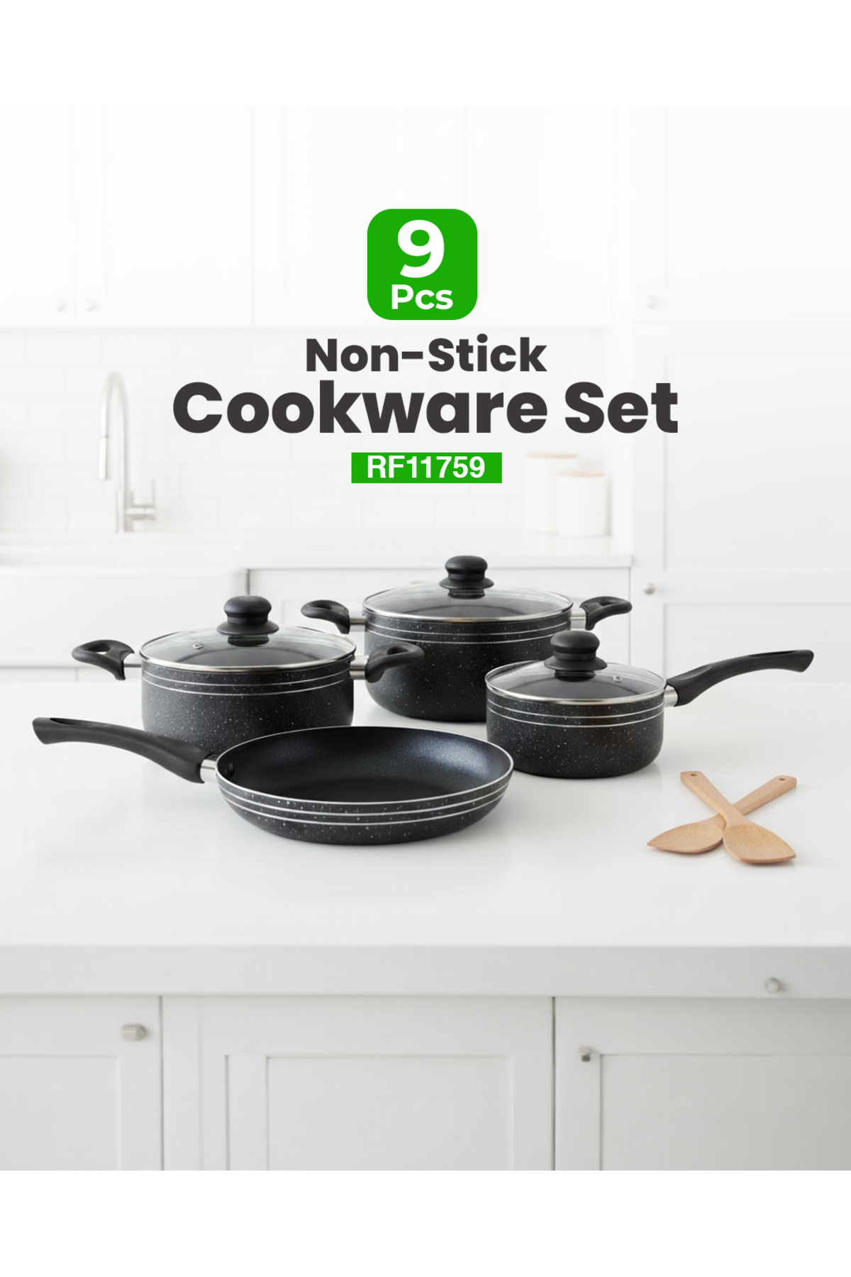 ROYALFORD 9pcs Ritz Granite Exterior Non-stick Cookware Set RF11759 Aluminum Body