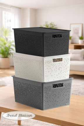 Trend Maison Çok Amaçlı Düzenleyici Organizer 12 L. Plastik Kapaklı Saklama K...